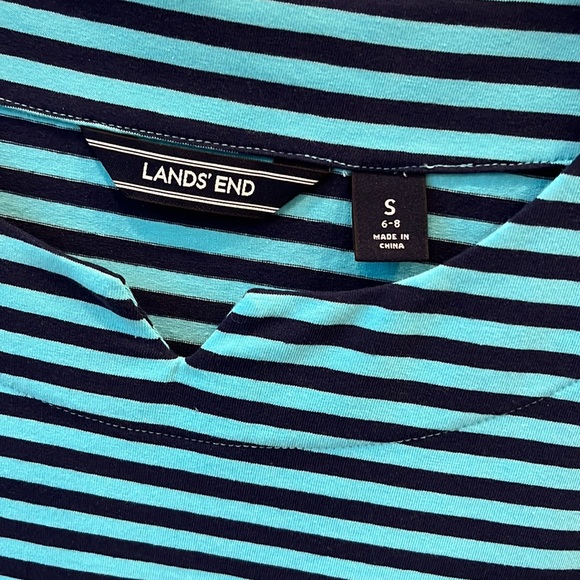 Land’s End Blue Striped Ruffled Dress - Picture 2 of 5